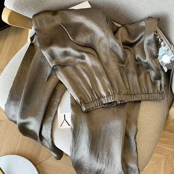 Coffee Brown Casual Women's Loose Wide Leg Pants - Picture 5 of 5